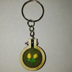 Yellow Wildflower Embroidery Keychain
